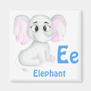 Íman Elephant personalize ABC: Carta E - Adicione seu n