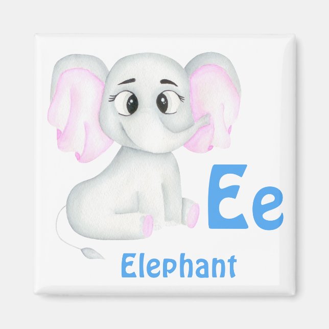 Íman Elephant personalize ABC: Carta E - Adicione seu n (Frente)