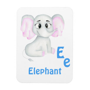 Íman Elephant personalize ABC: Carta E - Adicione seu n