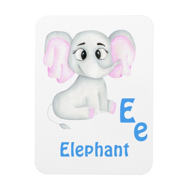 Íman Elephant personalize ABC: Carta E - Adicione seu n (Vertical)
