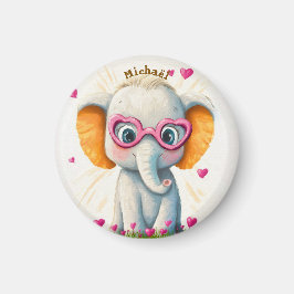 Íman Elephant Valentine's Day Heart Badge Kids School
