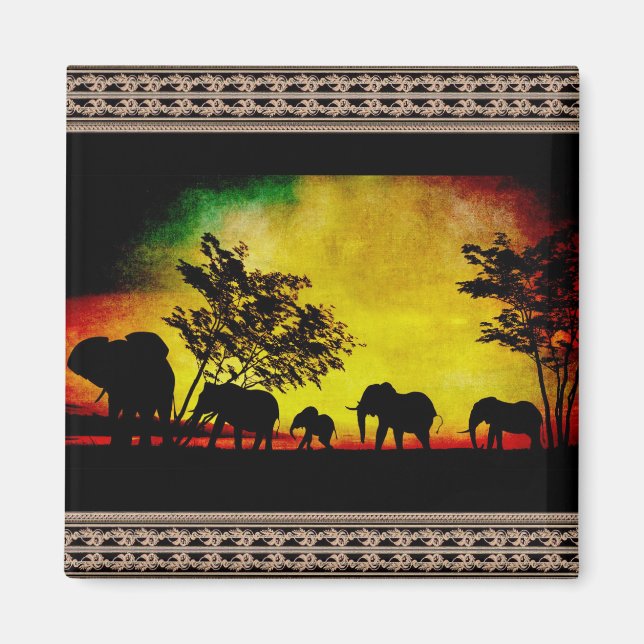 Íman Elephants Sunset (Frente)