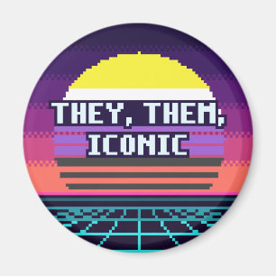 Íman Eles, Eles, Ícone de Orgulho Não Binário Pixel Mag