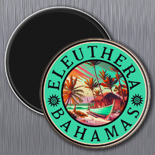 Íman Eleuthera Bahamas Retro Sunset Viagem Souvenir 60