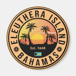 Íman Eleuthera Island Bahamas Retro Sunset Souvenirs