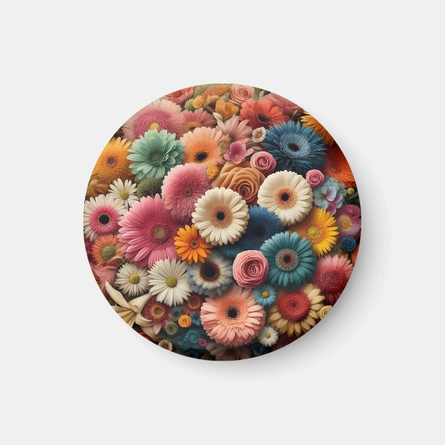 Íman Eleve Seu Espaço Colorido Gerbera Daisy Floral (Frente)