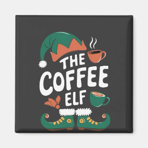 Íman Elf Café Engraçado Natal Elf Coffeine Lover