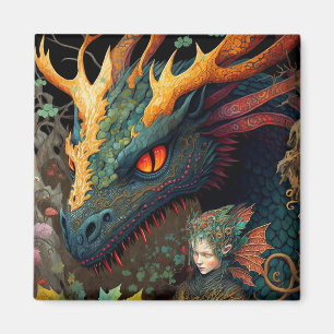 Íman Elf E Dragon Fantasy Art