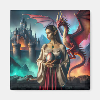 Íman Elf segurando um ovo dragão
