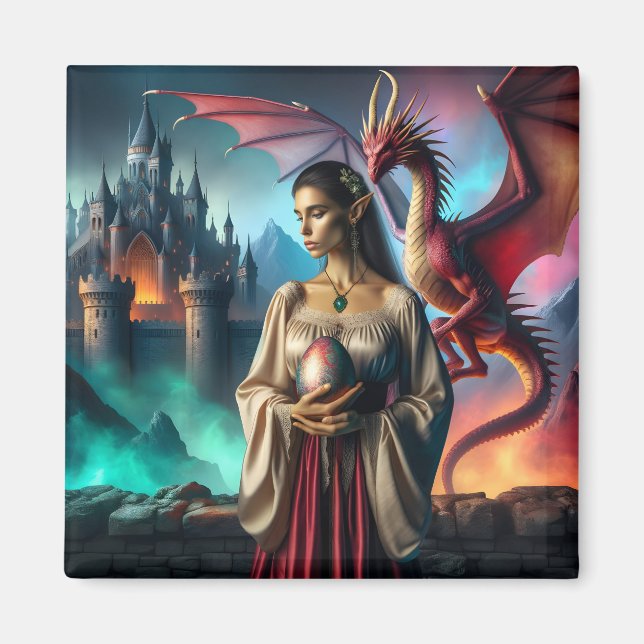 Íman Elf segurando um ovo dragão (Frente)