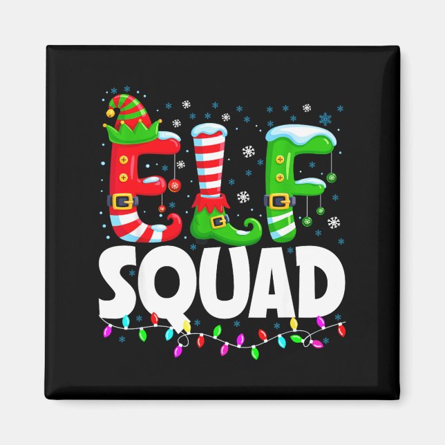 Íman Elf Squad Christmas Family Matching Xmas Pajamas  (Frente)