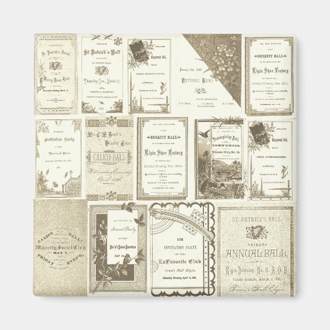 Íman Elgin Illinois 1880's Club Convites Documento Sepi (Frente)