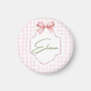 Íman Eliana Personalizado Arco Rosa & Gingham Impressão