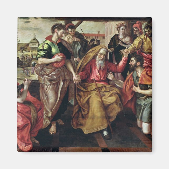 Íman Eliezer Pedindo Rebecca para o Casado Isaac, 1562 (Frente)