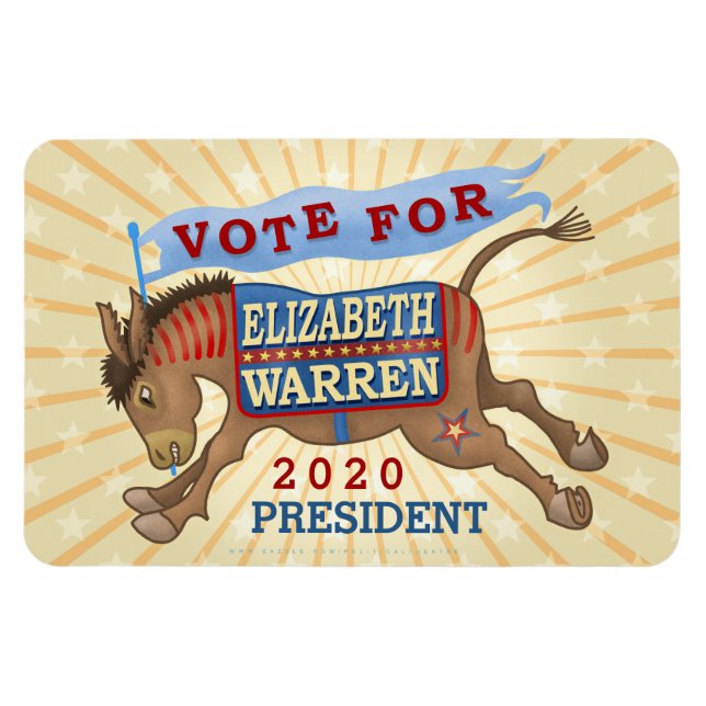 Íman Elizabeth Warren Presidente 2020 Democrata Donkey (Horizontal)