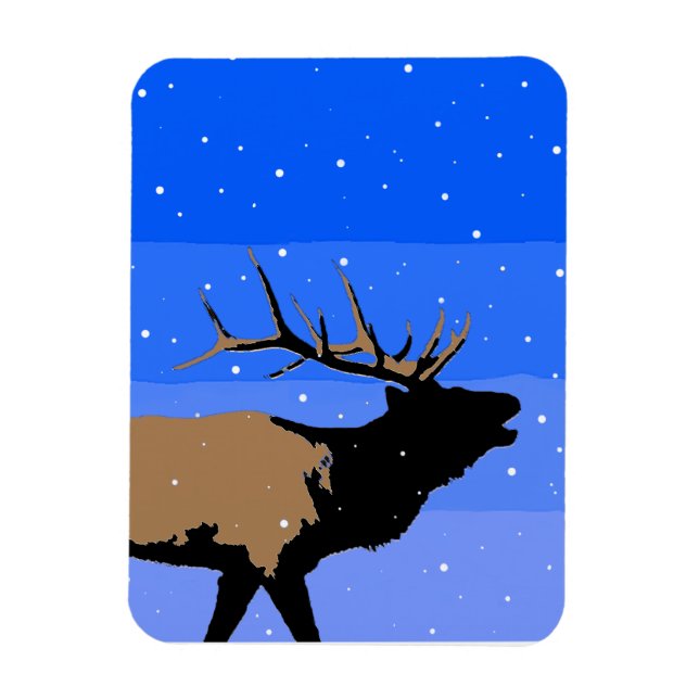 Íman Elk Bugling no inverno - Arte original sobre a vid (Vertical)