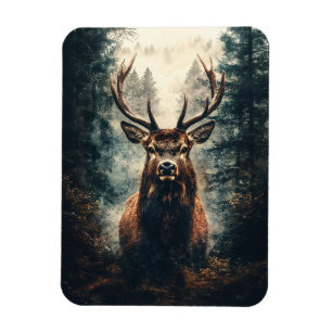 Íman Elk Dramático na floresta