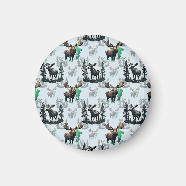 Íman Elk Moose Antlers Deer Pattern Design (Frente)