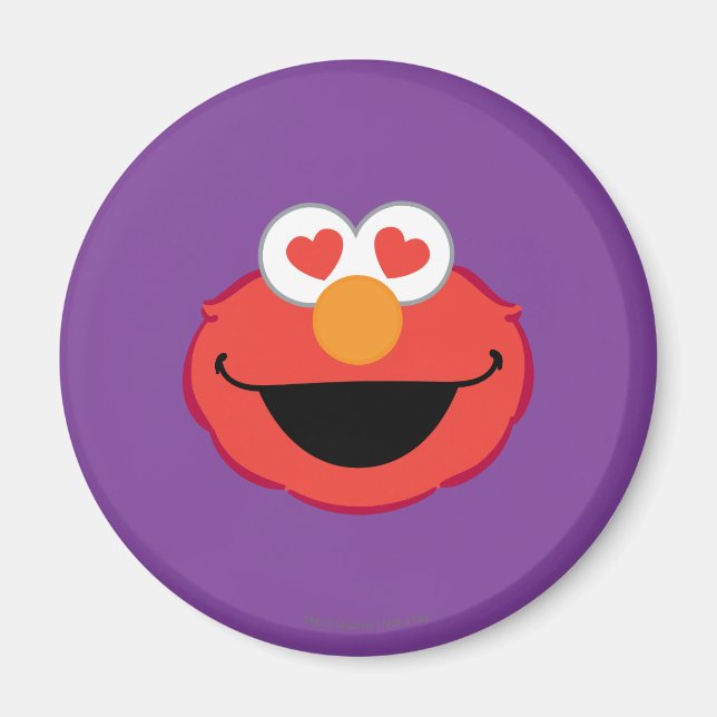 Íman Elmo Sorrindo Rosto com Olhos em Forma de Coração (Frente)