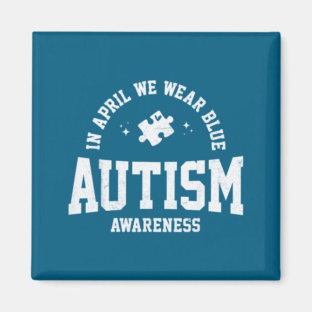 Íman Em abril use azul conscientização do autismo quebr (Frente)