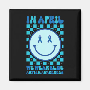 Íman Em abril, Vestimos Awarenes Azuis De Autismo Retro