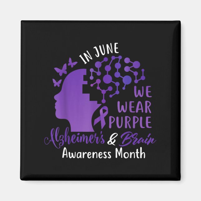 Íman Em junho use roxo Conscientização sobre Alzheimer  (Frente)