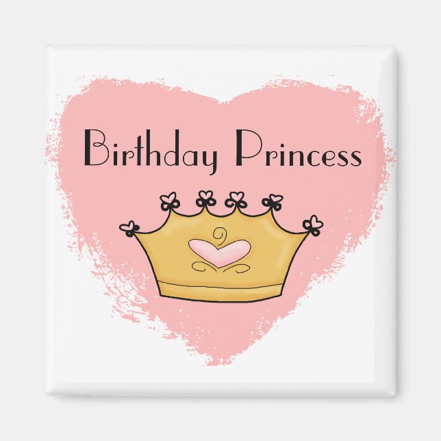 Íman Em Meu Coração Rosa Princesa Feliz Magneta de Aniv (Frente)