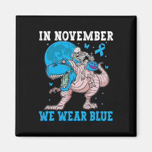 Íman Em novembro, Vestimos Blue Diabetes Trex Dino Kids