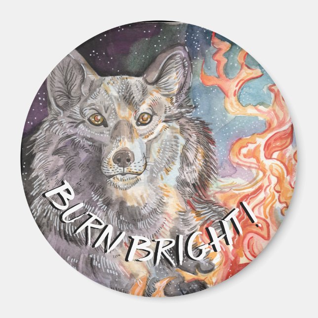 Íman Ember Eyes Wolf Watercolor Magnet (Frente)