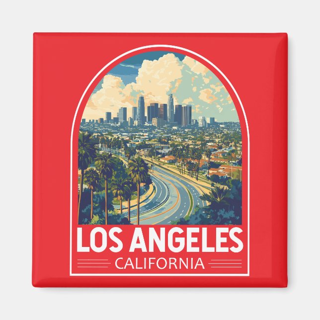 Íman Emblem de Viagem de Arte de Los Angeles California (Frente)