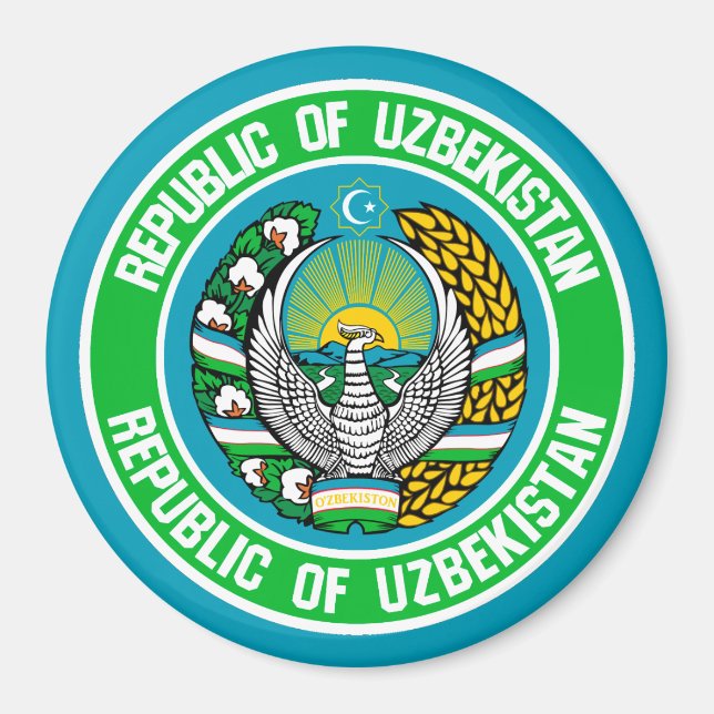 Íman Emblem Redonda do Usbequistão (Frente)