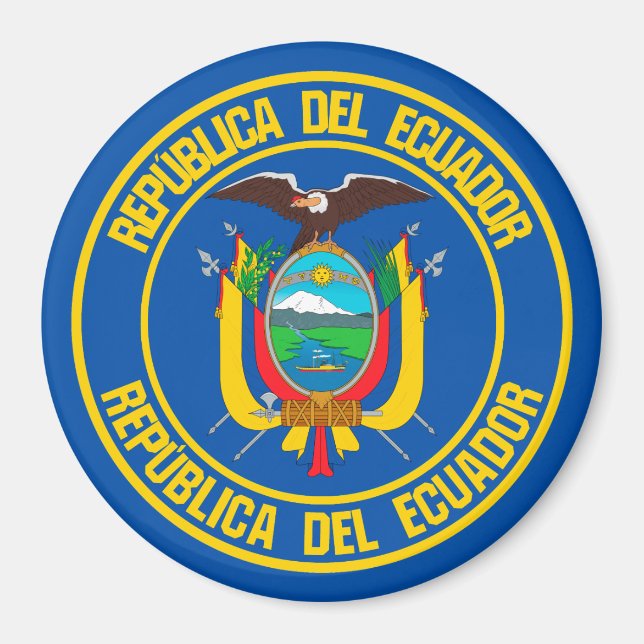 Íman Emblem redondo do Equador (Frente)