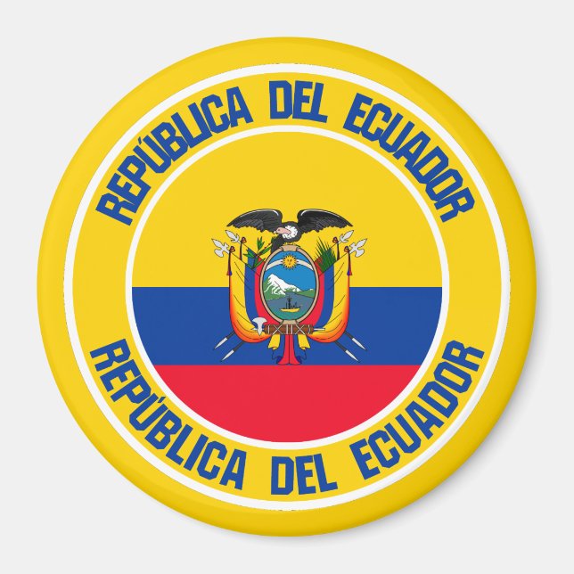 Íman Emblem redondo do Equador (Frente)