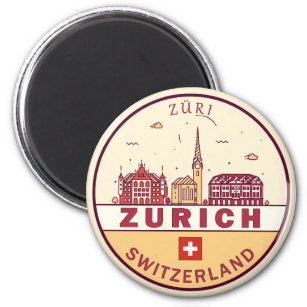 Íman Emblem Skyline Cidade Suiça de Zurique