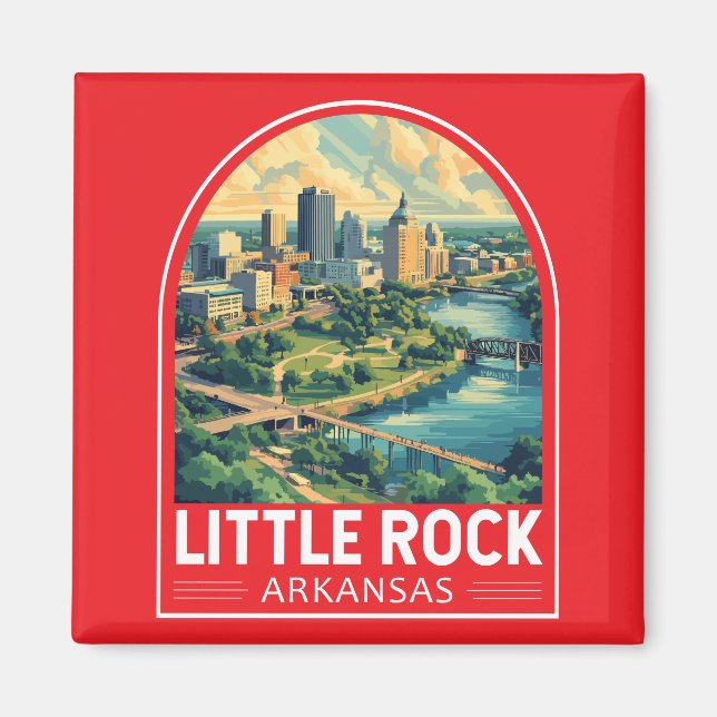 Íman Emblema Artístico de Viagens de Little Rock Arkans (Frente)