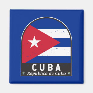 Íman Emblema com bandeira de Cuba - Vintagem em desgast