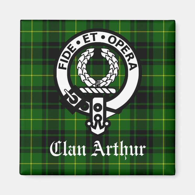Íman Emblema da Crista do Clã Arthur & Tartan (Frente)