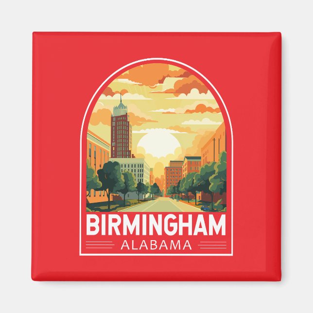 Íman Emblema de Arte de Viagem de Birmingham Alabama (Frente)