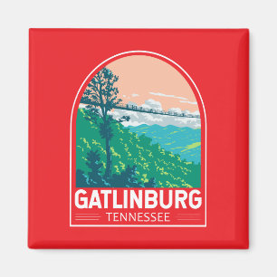 Íman Emblema de Arte de Viagem de Gatlinburg Tennessee