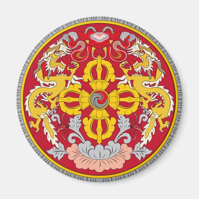 Íman Emblema do Butão (རྒྱ ལ ཡོ ང ས ་ ལ ས ་ ་ རྟ ག ས) (Frente)