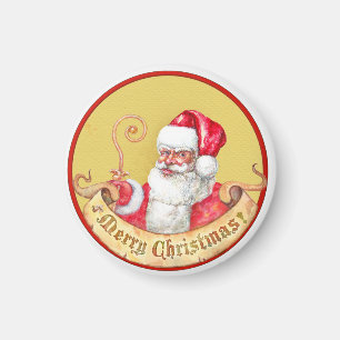 Íman Emblema do Natal: Papai Noel com varinha dourada