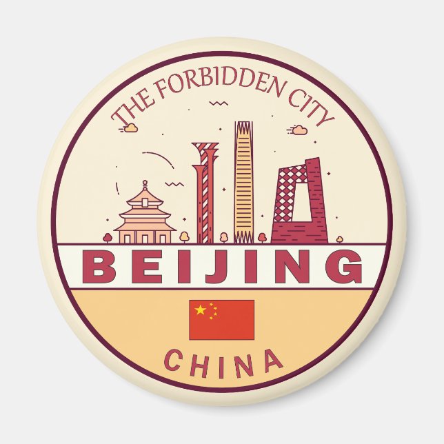 Íman Emblema do Skyline na Cidade de Beijing China (Frente)