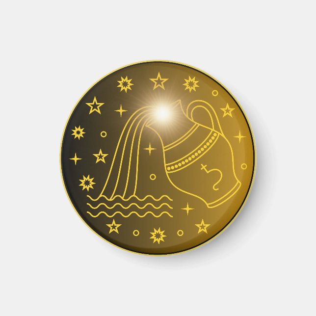 Íman Emblema do Zodíaco Aquário | Símbolo Celestial Min (Frente)