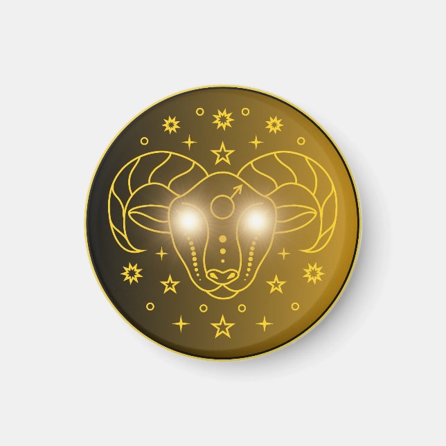 Íman Emblema do Zodíaco Áries | Símbolo Celestial Minim (Frente)