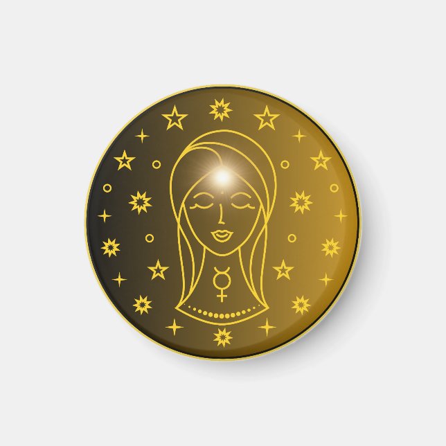 Íman Emblema do Zodíaco de Virgem | Símbolo Celestial M (Frente)
