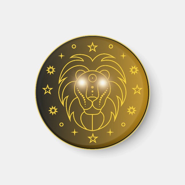 Íman Emblema do Zodíaco Leão | Símbolo Celestial Minima (Frente)