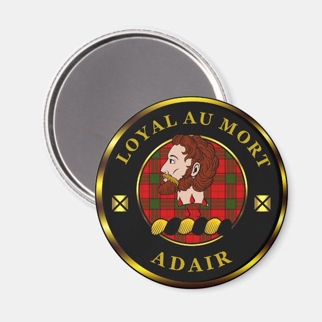 Íman Emblema e Tartan do Clã Adair (Front/Back)