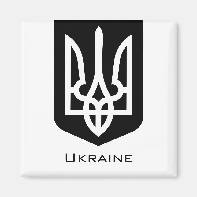 Íman Emblema Gráfico Contemporâneo Tryzub da Ucrânia (Frente)
