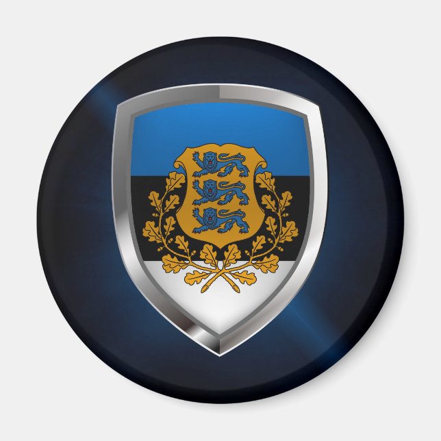 Íman Emblema Metálico da Estônia (Frente)