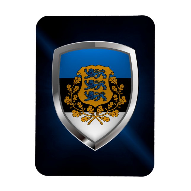 Íman Emblema Metálico da Estônia (Vertical)